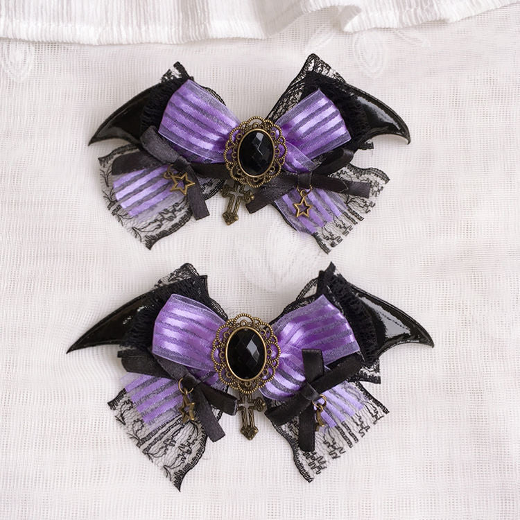 Halloween Witch Night Original Dark Gothic Lolita Accessories Bowknot Animal Ears KC Black Purple Arm Sleeves Bag
