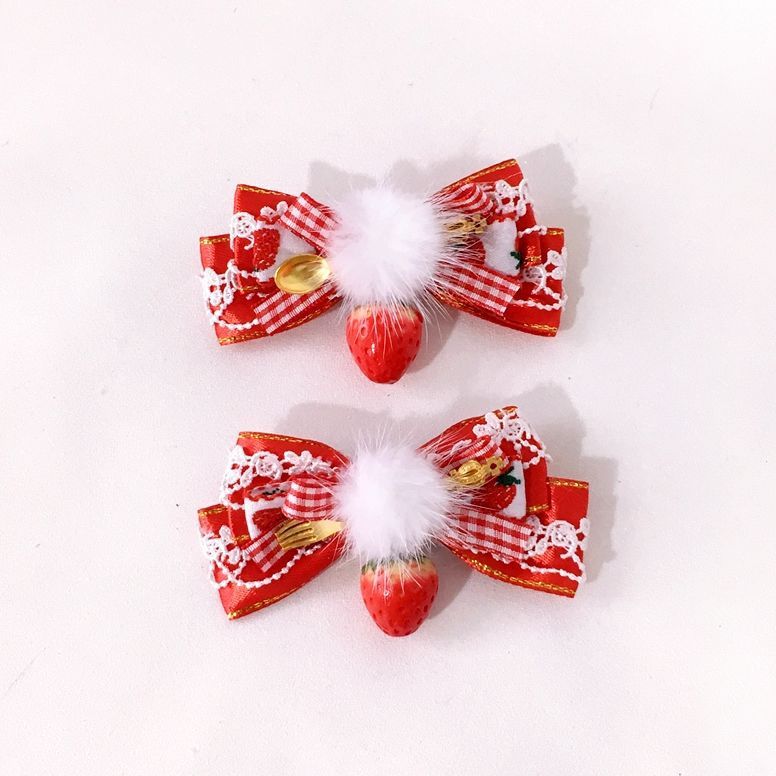 Ap Strawberry Picking Heart Hat Sweet Strawberry KC Hair Accessories Japanese Sweet Girl Lolita Bow Hair Accessories