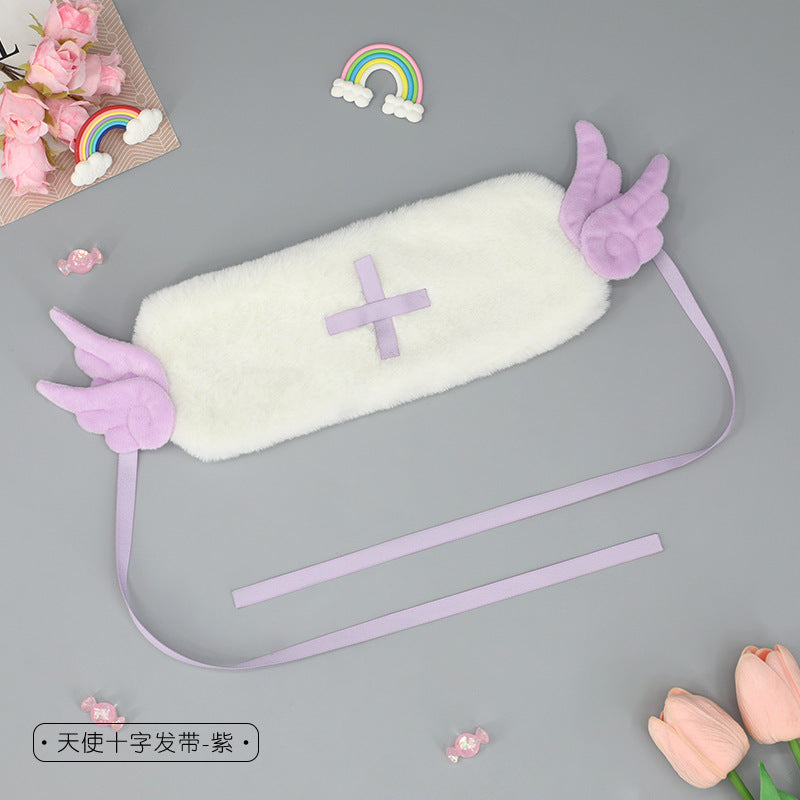 Plush Angel Wings Ears Headwear Comic Exhibition Props Ribbon Headwear Japanese Style Lolita Hairband