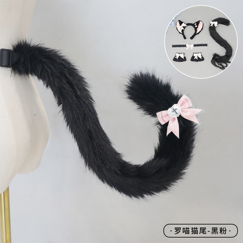 Cosplay Cat Ear Headband Cat Tail Accessories Handmade Cute Cat Girl Beast Ear Hair Accessories Beast Tail Accessories Set
