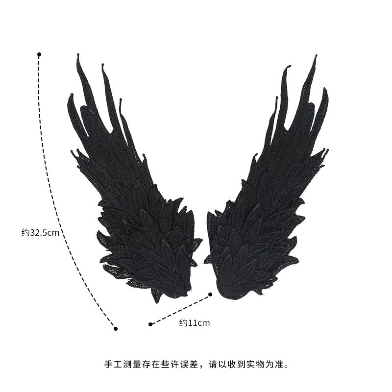 Original Lolita Feather Black and White Two-tone Embroidery Side Clip Angel Wings Lolita Accessories Demon Wings