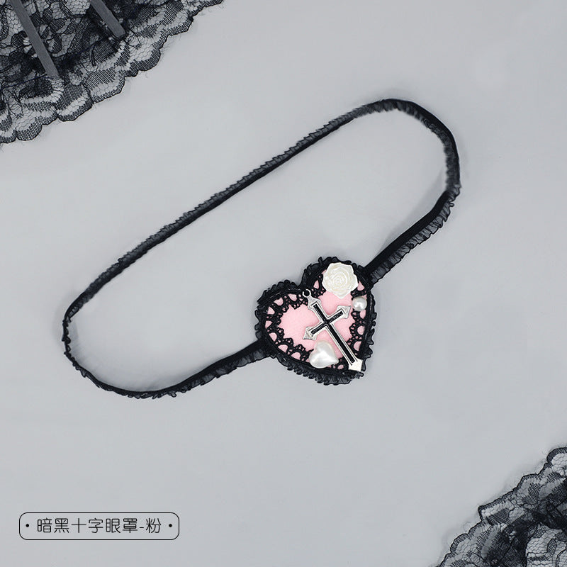 Dark Gothic Cross Eye Mask - Lolita JK Comic Con Cosplay Small Accessories