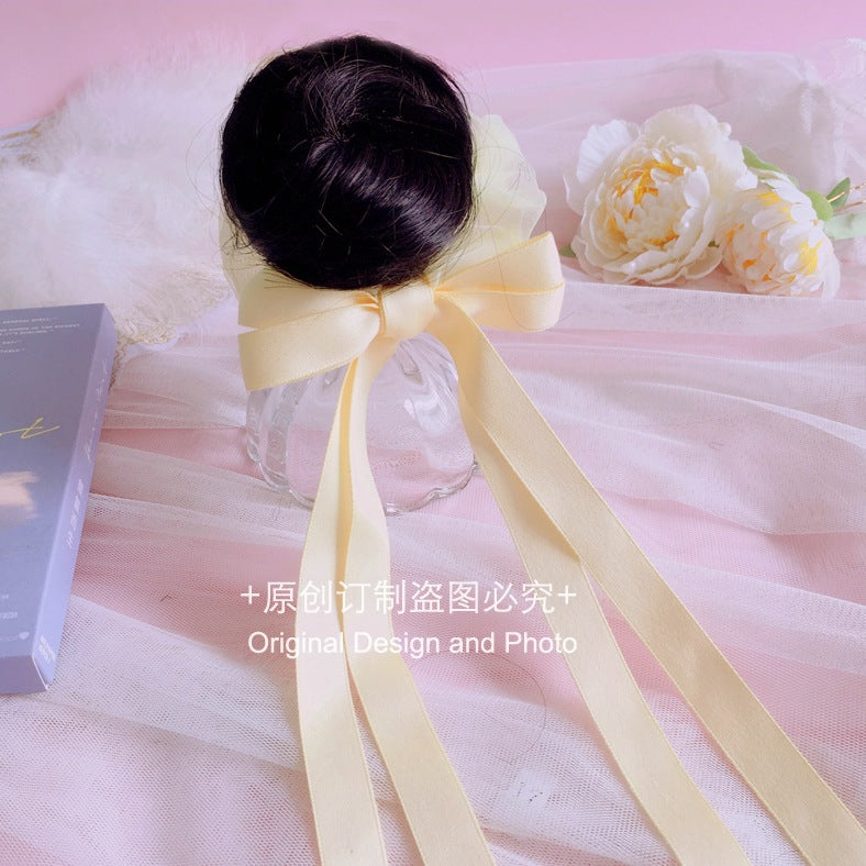 Homemade Lolita Wig Hair Bun Chinese Style Ribbon Bun National Style Girl Tassel Bun Hair Clip