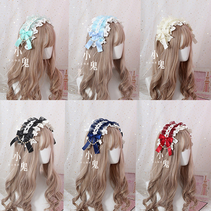 Soft Girl Hairband Lace Hair Clip Lolita Sweet Versatile Kc Bow Hair Accessory Headband