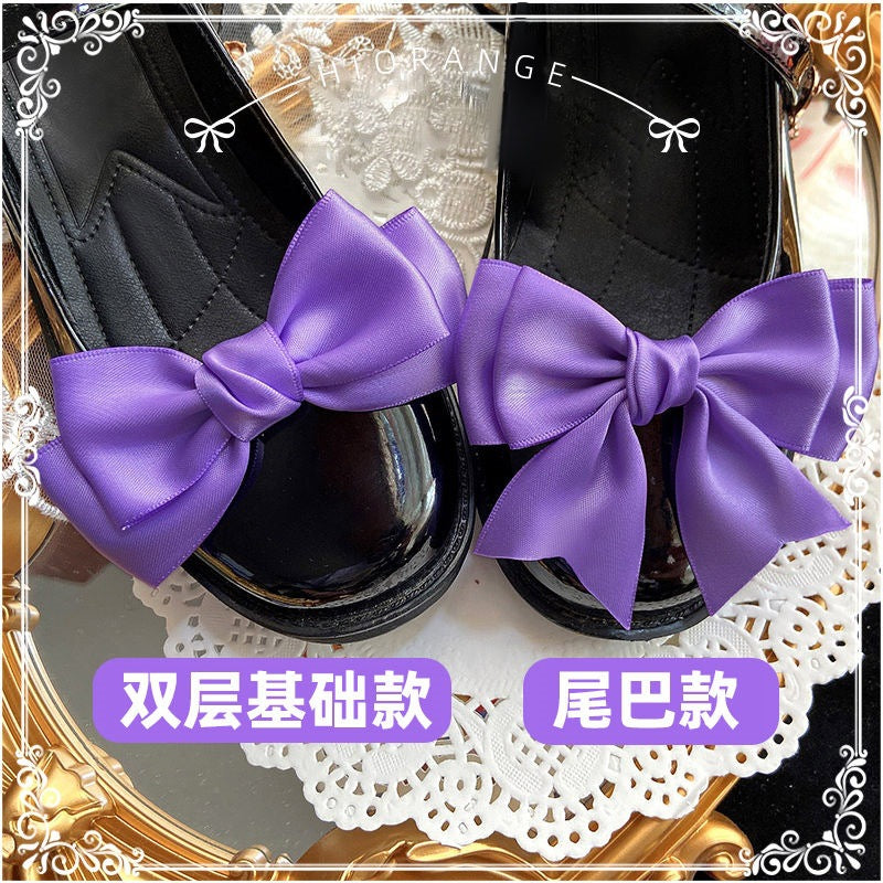 Sweet and Cute Girl Multi-color Lolita Shoe Clips Versatile Bow Shoe Buckles JK Basic Shoe Flowers