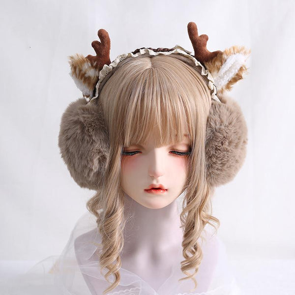 Xiaogui - Christmas Foldable Antlers Earmuffs - Lolita KC Headwear
