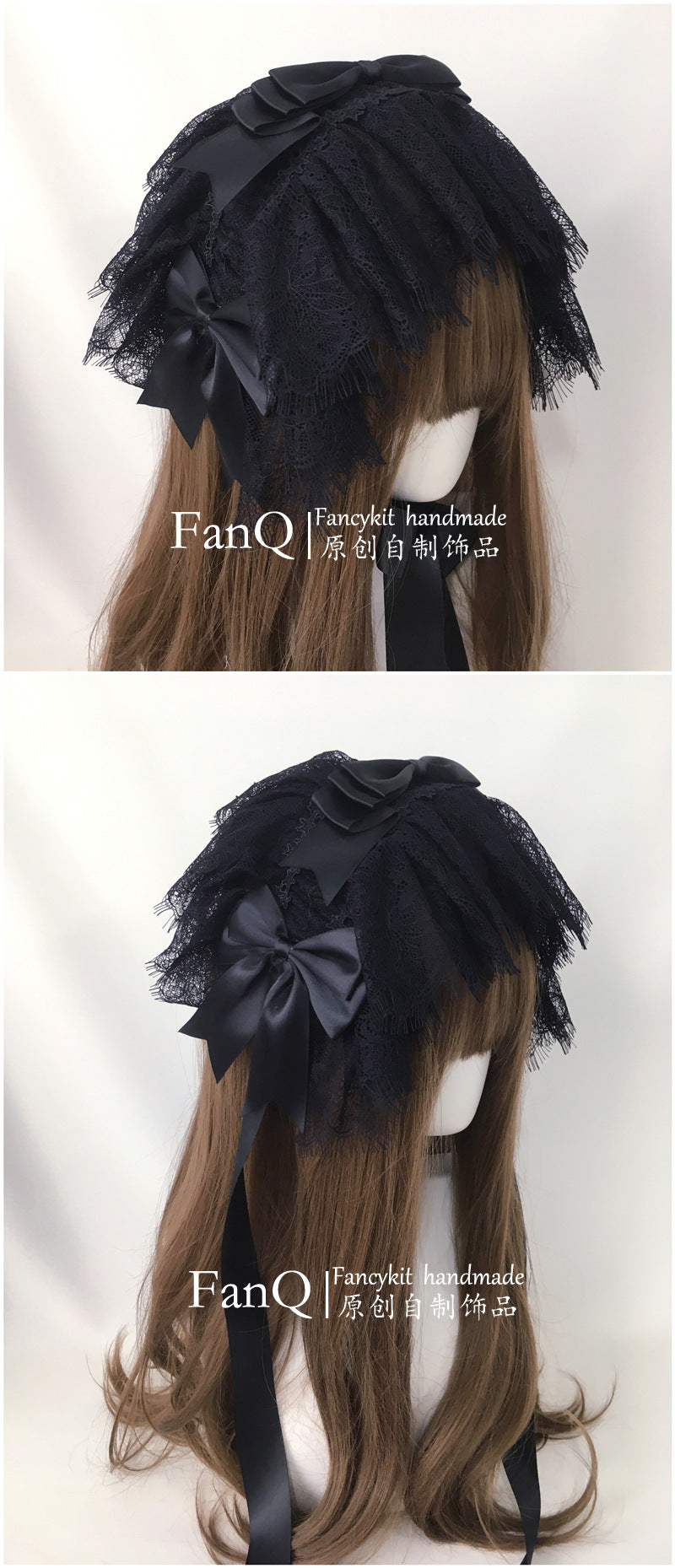 Lolita Lolita Small Items Matching Illusion Rose Handmade Kc Bow Hairband White Eyelash Lace Headband