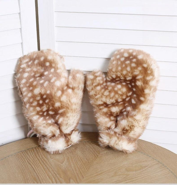 Xiaogui - Deer Spot - Christmas Kawaii Lolita Gloves Japanese Plush Winter Gloves