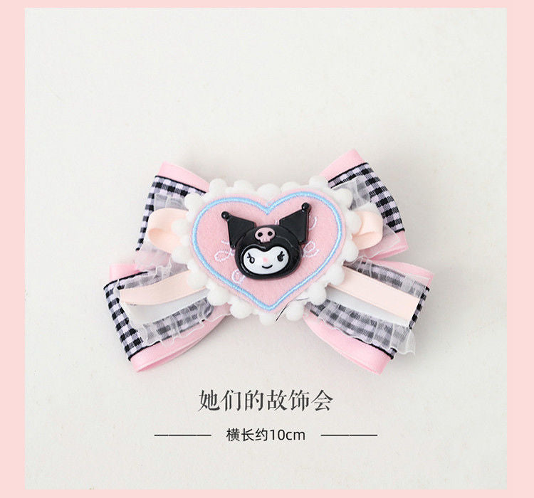 LOLITA Hair Accessories Sweet Bow Hair Clip Cinnamoroll Kuromi Pink Blue Soft Girl Lolita Hair Ornament