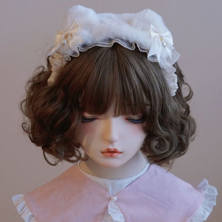 Original Handmade Plush Cat Ear Headband Lolita Japanese Korean Style Bow Headband