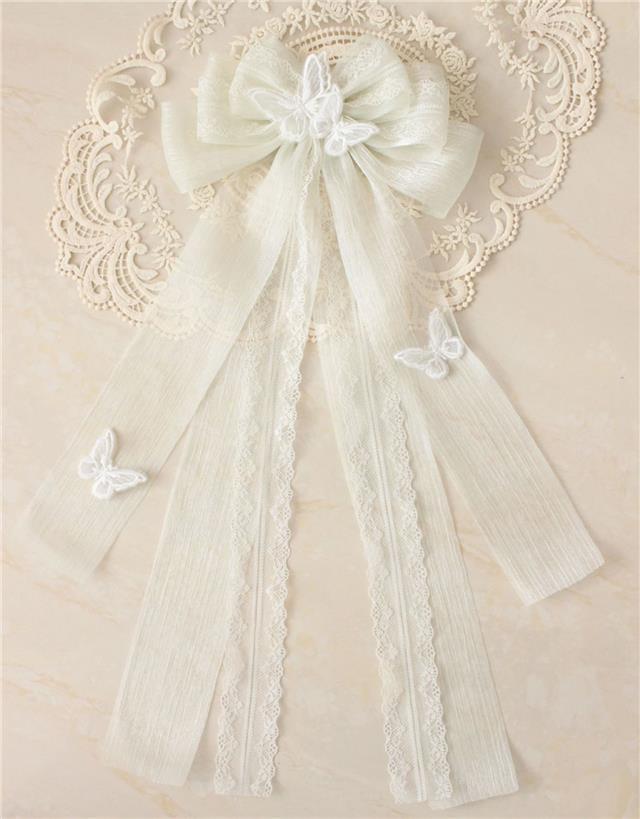 Original Design Milky White Color Small Item Miss Fu La Lolita Wedding Hairband KC Large Butterfly Hair Accessory