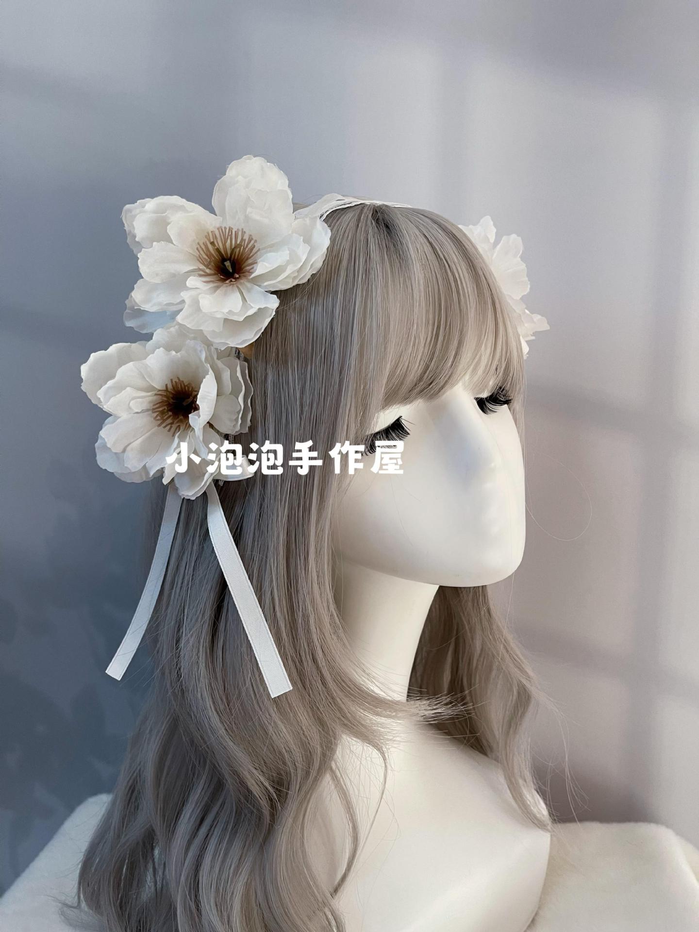 Soft Girl Lolita Lace Headband Bow KC Flower Hair Accessory Lo Girl Cosplay Versatile Sweet Hair Ornament