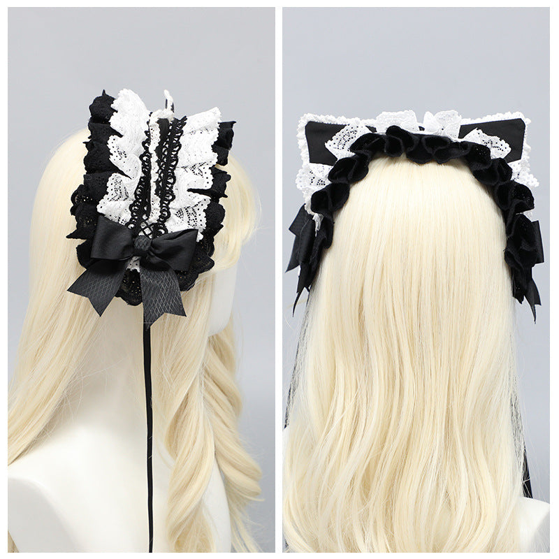 Original Hairband Milk Coffee Sweet Cute Lolita Cat Ear Hairband Bow Hair Clip Kc Japanese Style Lolita Hair Accessories