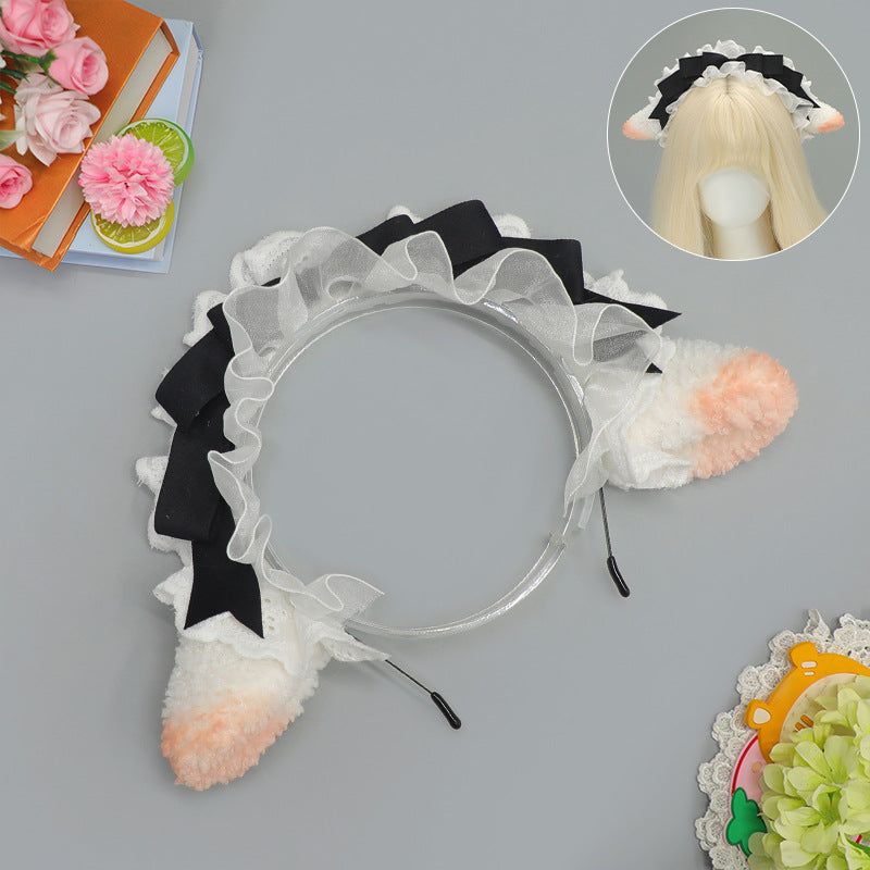 Lolita KC Little Sheep Ear Headband Comic Exhibition Party Maid Style Costume Props Maid Cosplay Sheep Ear Hair Accessories