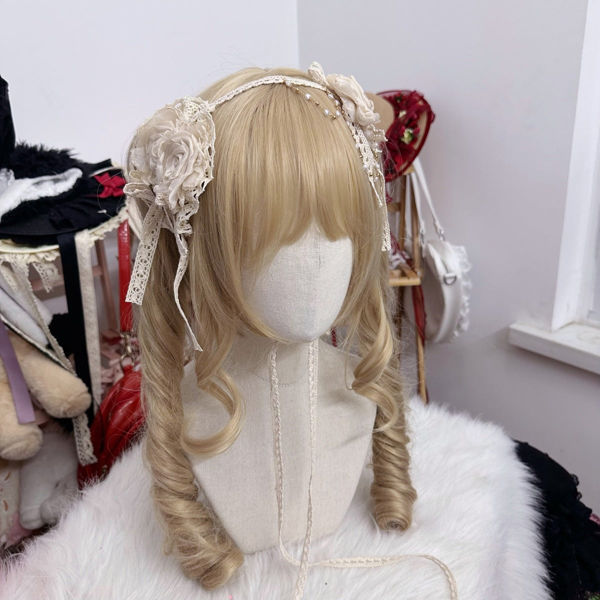 Original Handmade Lolita Element Rose Flower Pill Necklace Lolita Style Handcraft