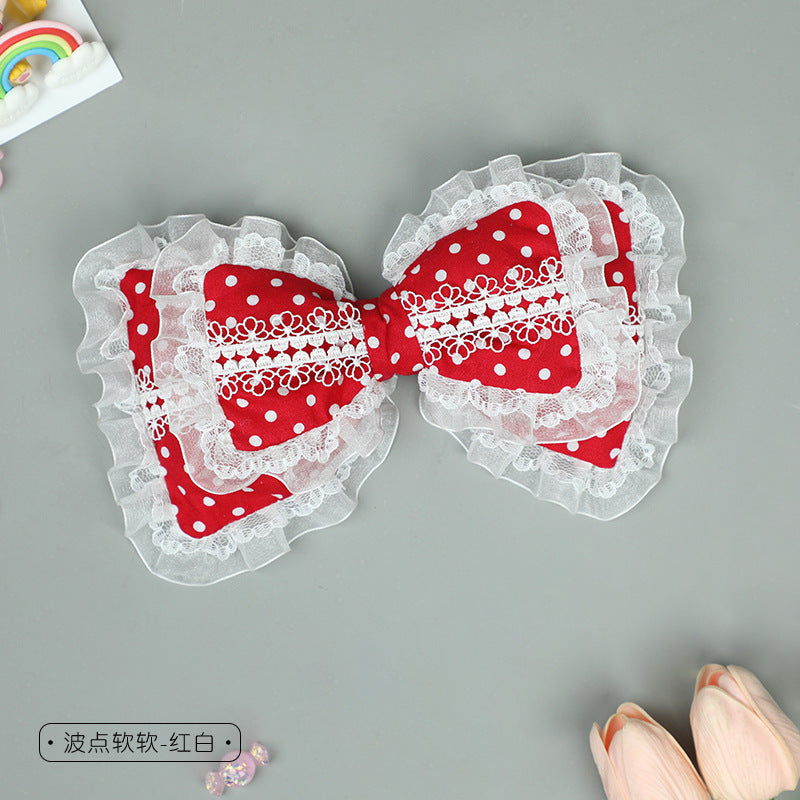 Handmade Lolita Big Bow Hairpin - Lace Comic/Tea Party KC
