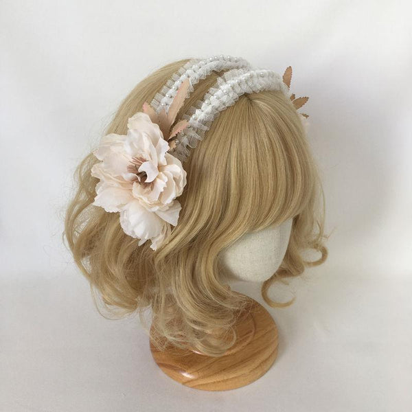 Original Multicolor Lolita Pearl Headband KC Flower Fairy Hair Accessory Little Fairy Temperament Hollow Out Ornament Lolita - Lolita Fetch