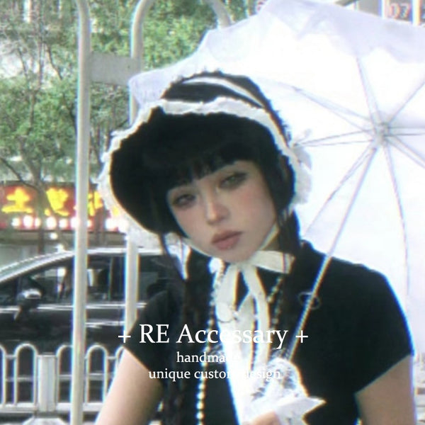Gothic Dark Doll Lolita Lace Hat Cla French BNT Hat Japanese Harajuku
