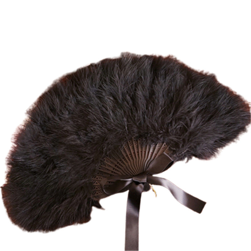 Handmade Feather Fan Lolita Feather Fairy Fan Folding Fluffy Fan Fox Style Folding Fan