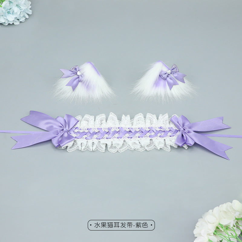 Cute Girl Hair Accessories Lolita Comic Exhibition Multi-use Clip Bow Hair Ornament Cat Ear Hair Clip Cat Ear Headband