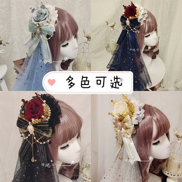 Original Lolita Crown Handmade Hair Accessory Gorgeous Hanamaru Shirayukihime Tea Party Lolita Hair Ornament Elegant Bridal