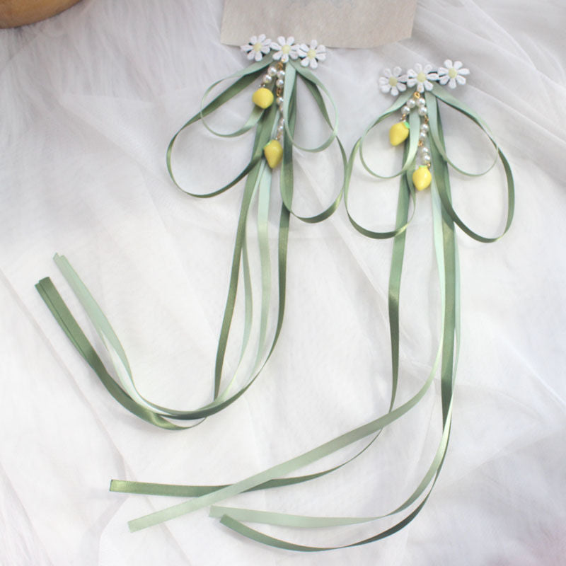 Original Design Hanfu Lemon Lily Hair Accessories Set Summer Ancient Style Lolita Green Fresh Side Clip Necklace