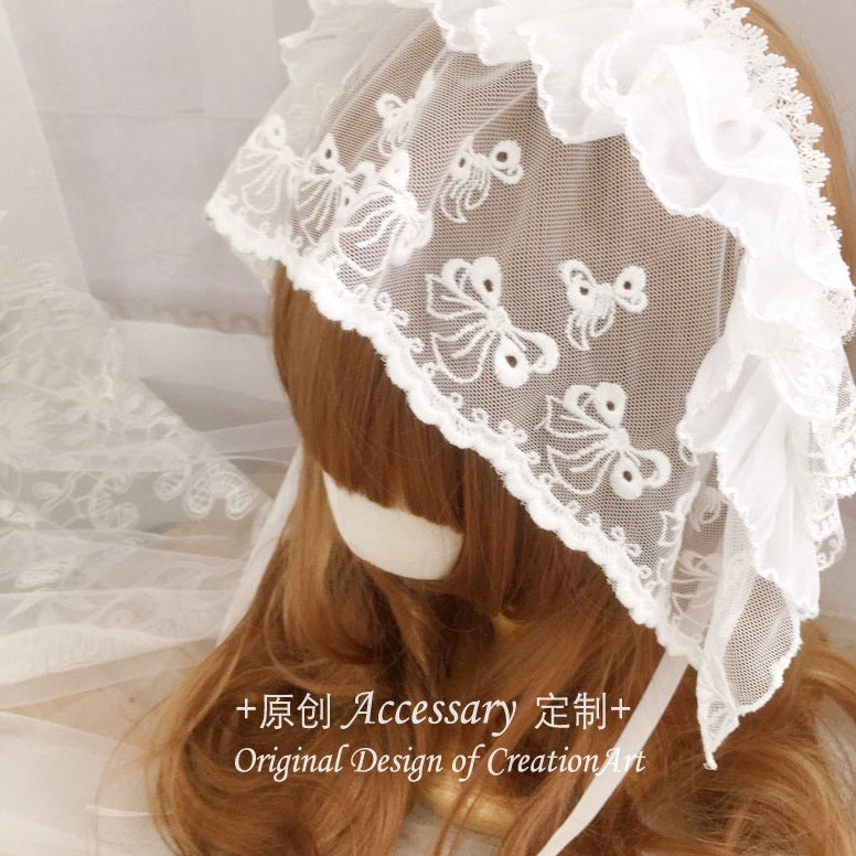 Senyu Self-Made Double-Layer Lace Veil Lolita Headband Bnt French Style Girl Lace Hat