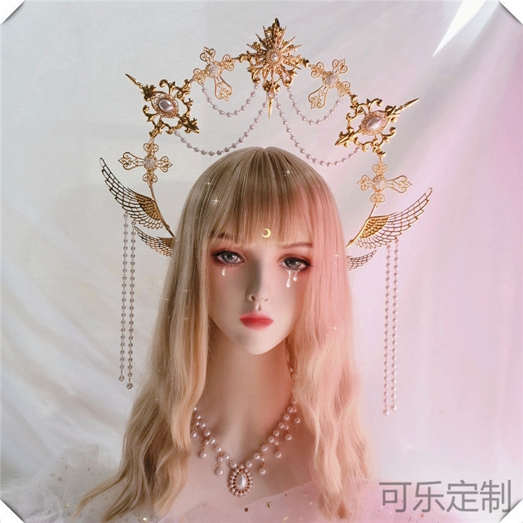 Original Lolita Virgin Mary Halo Apollo Sun Angel Headband - Church Hanfu Headwear | Exaggerated Photography Prop