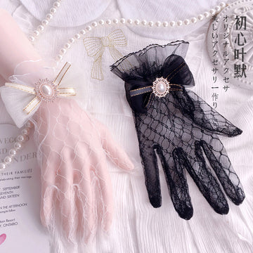 Original Handmade Lolita Bride Gloves Tea Party Lolita Elegant Summer Lace Trim Sleeve Accessories