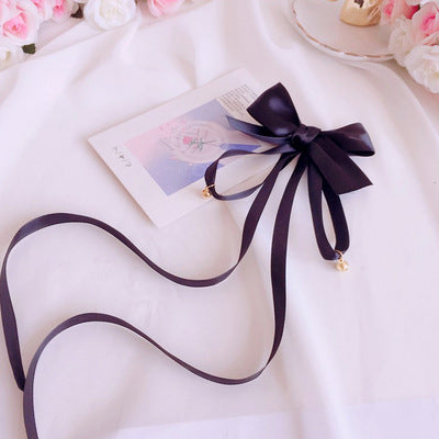 Girl's Bowknot Long Ribbon Bell Hair Clip Sweet Cute Lolita Hair Accessory