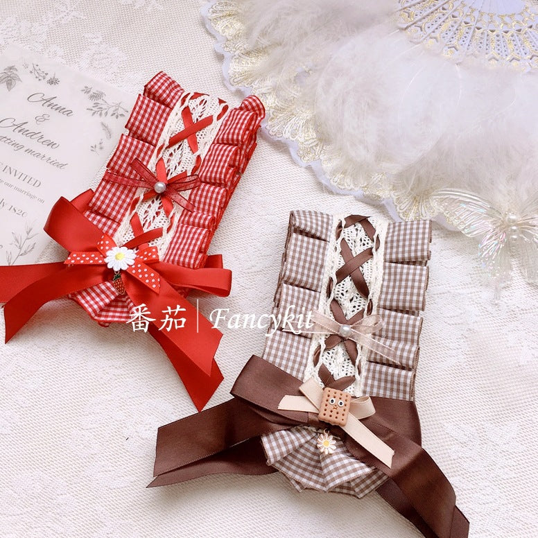 Lolita Lace Plaid Bow Headband Girl Classic Lolita Alice Cute BNT Hair Accessories