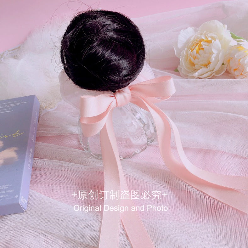 Homemade Lolita Wig Hair Bun Chinese Style Ribbon Bun National Style Girl Tassel Bun Hair Clip