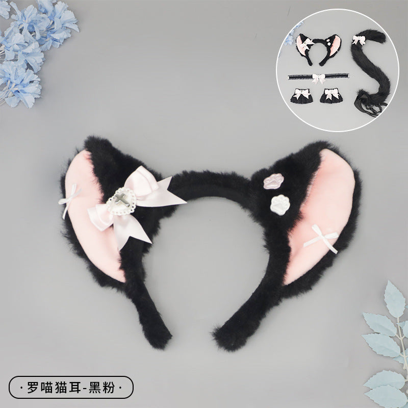 Cosplay Cat Ear Headband Cat Tail Accessories Handmade Cute Cat Girl Beast Ear Hair Accessories Beast Tail Accessories Set