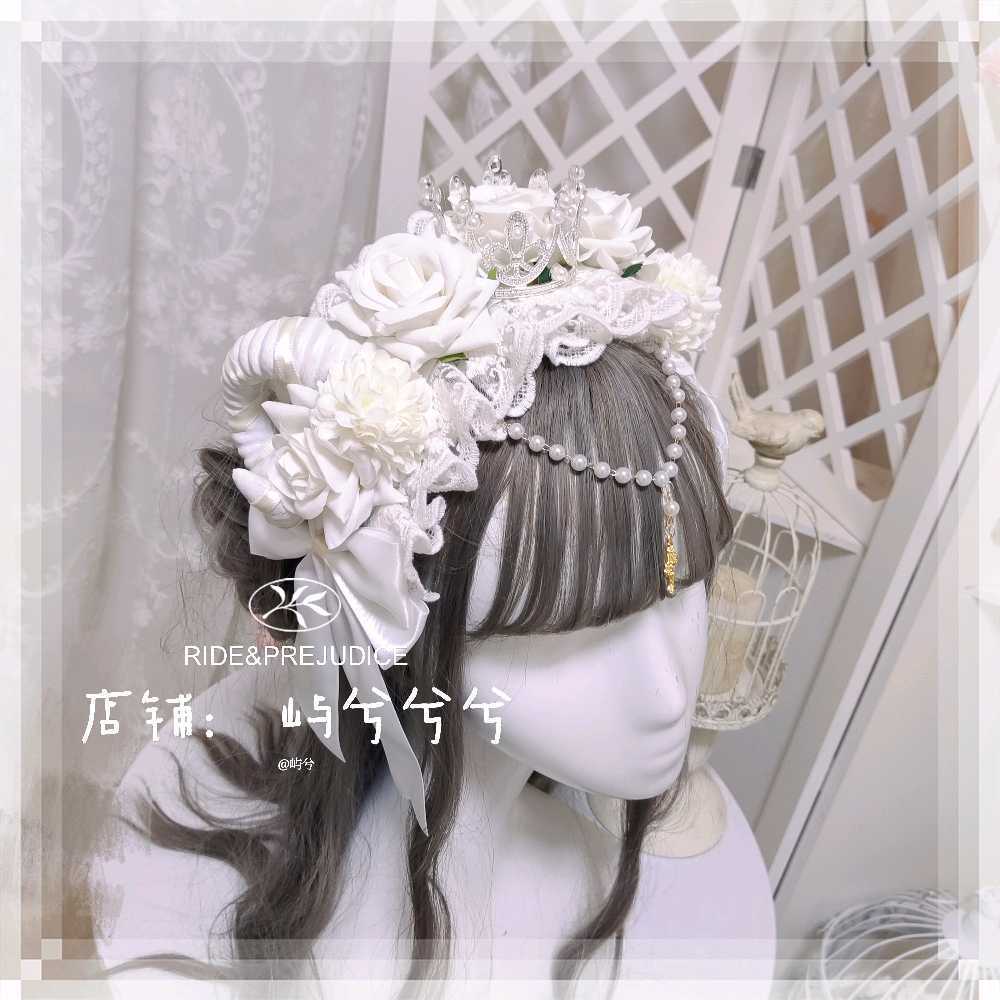 Gothic Lolita Headband Crown Horn Lolita Hair Accessory Dark Witch Luxurious Kc Veil