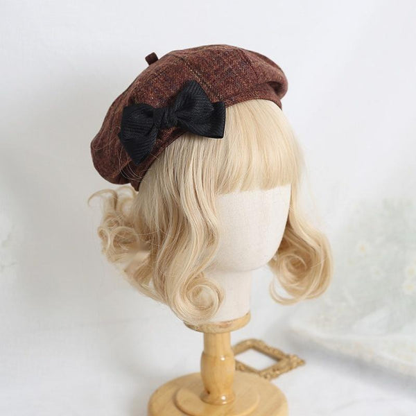 Xiaogui - Japanese Sweet Lolita Beret Winter - Daily Plaid Hat Headwear