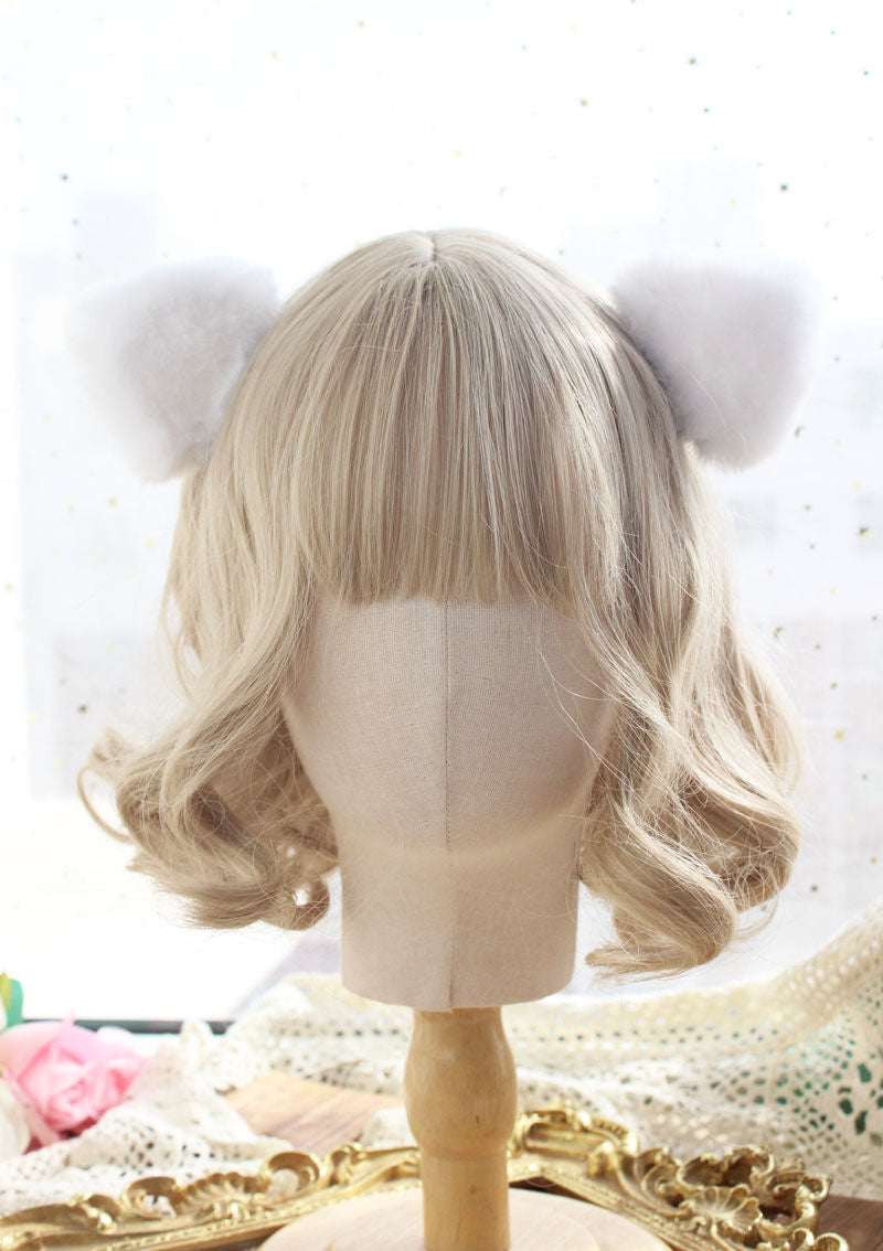 Fluffy Lolita Daily Hair Accessories Cat Ear Headwear Cute Plush Sweet Hair Clips for Women Lolita Side Clips