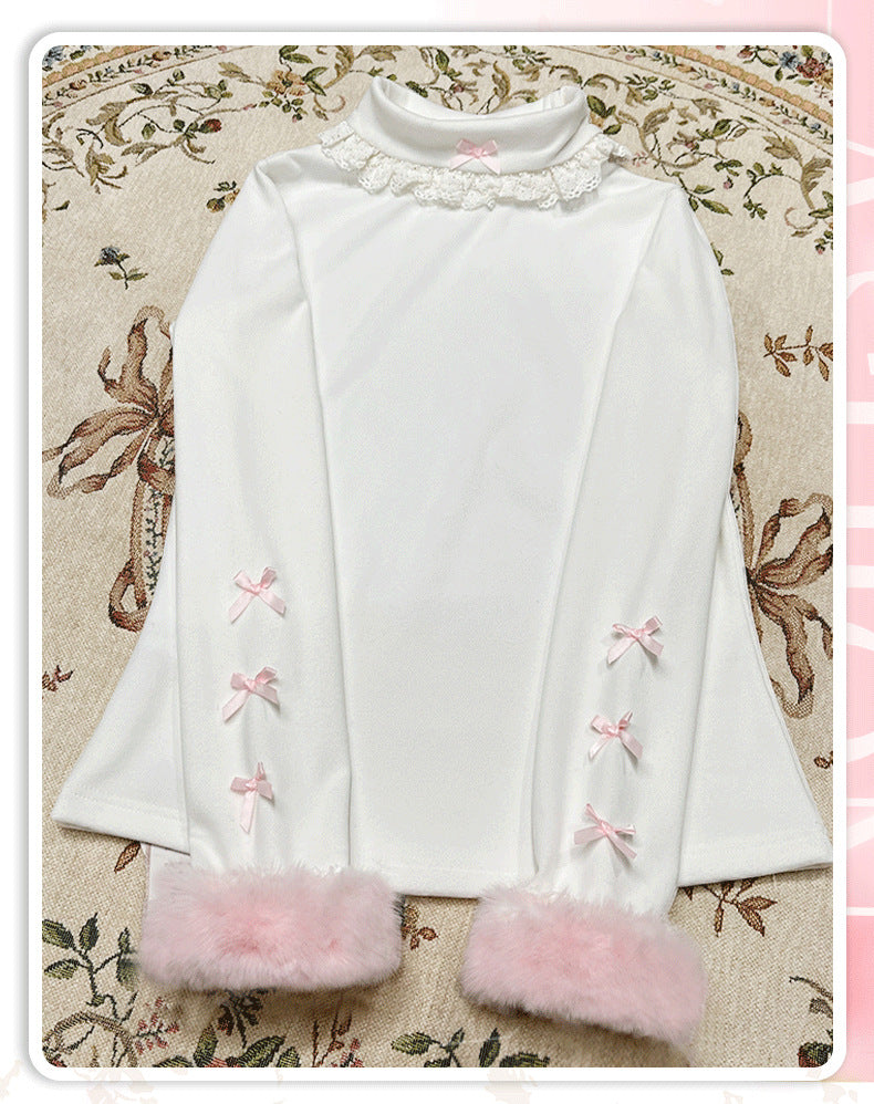 Zhijinyuan “Soft Sweetheart” Lolita Inner Top | Autumn Winter Long - Sleeve Turtleneck with Thin Fleece