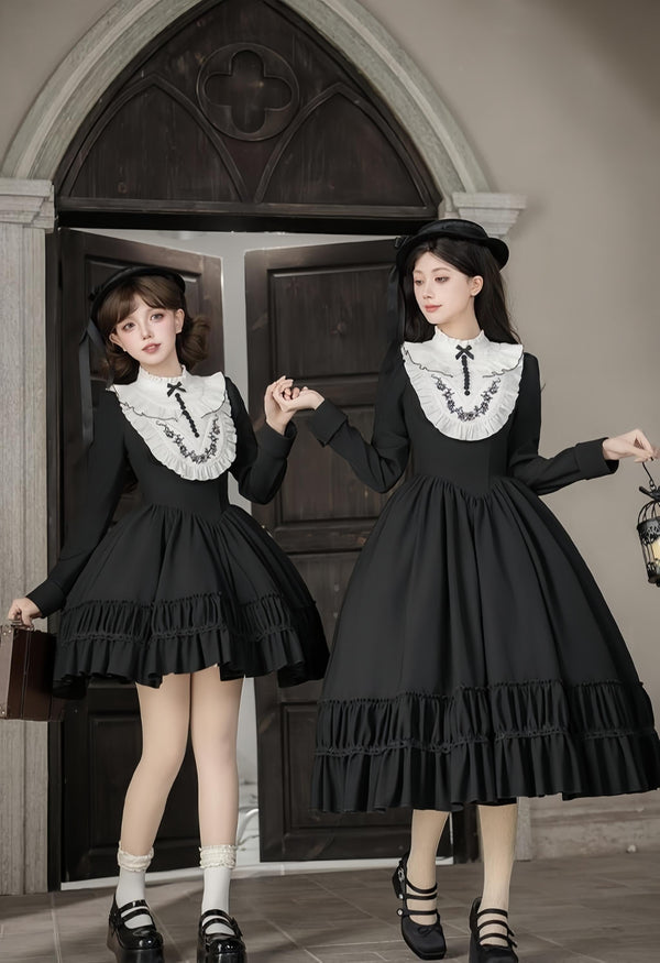 With PUJI - Audrey's Reply - Classic Lolita Square Neck OP, Detachable Embroidered Collar