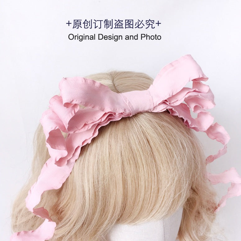 Multicolor Lolita Styling Headband KC - Original Handmade with Built-in Wire Bow | Sweet Girl Twist Small Hair Accessory