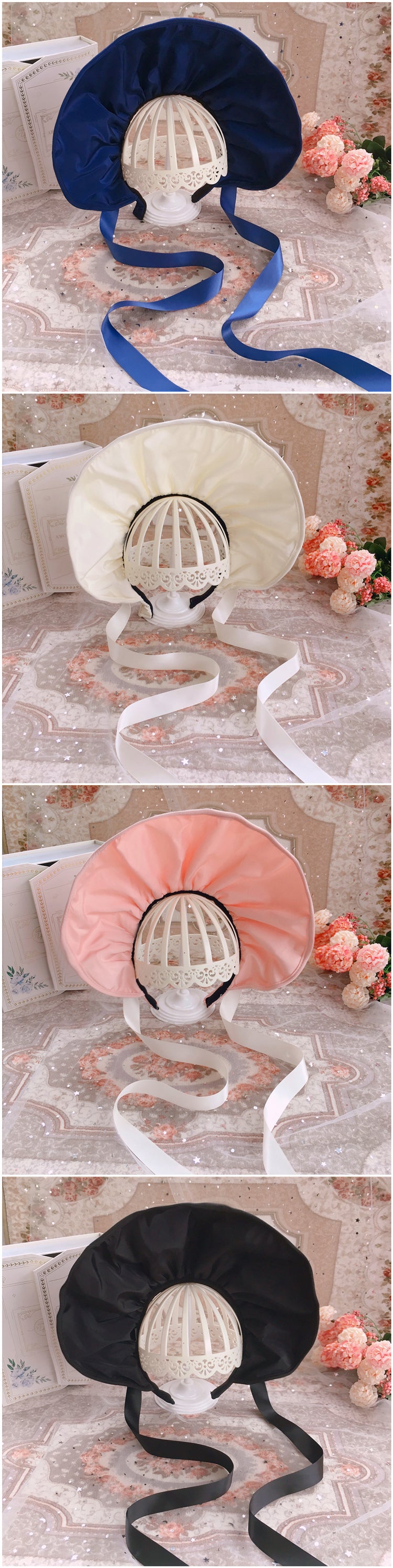 Victorian Lolita Bonnet Hat Wedding Tea Party Lolita BB Hat Classical Bnt Headwear KC Hairband