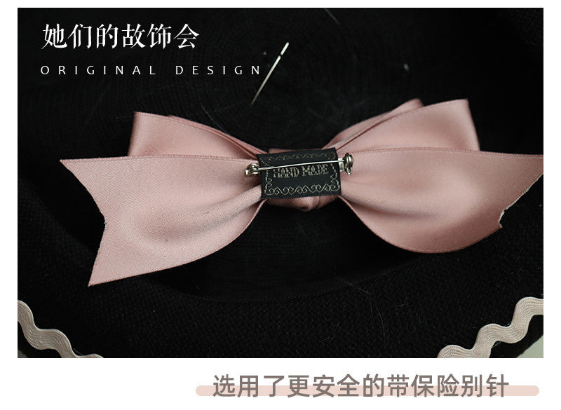 Thin Beret Summer Lolita Bow JK Plaid Lolita Original Design Fashion Spring Autumn Hat for Women