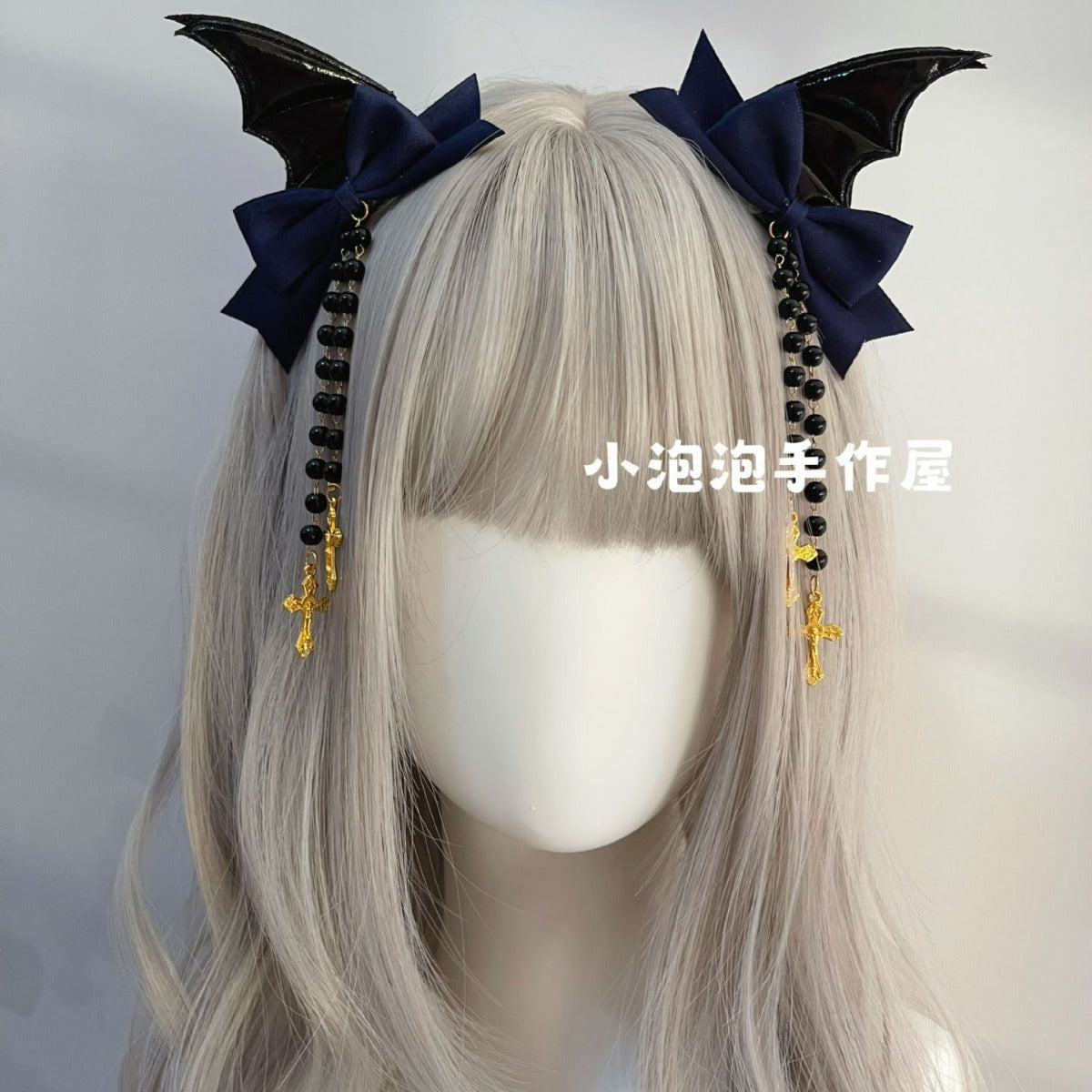 Black Devil Wings Hair Clip Bat Side Clip Bowknot Quirky Halloween Headwear Lolita Gothic Subculture