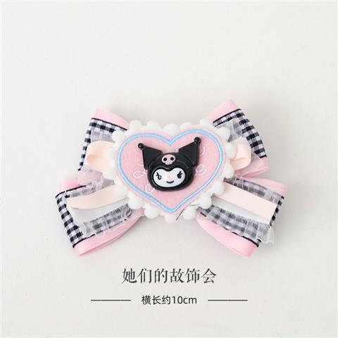 LOLITA Hair Accessories Sweet Bow Hair Clip Cinnamoroll Kuromi Pink Blue Soft Girl Lolita Hair Ornament