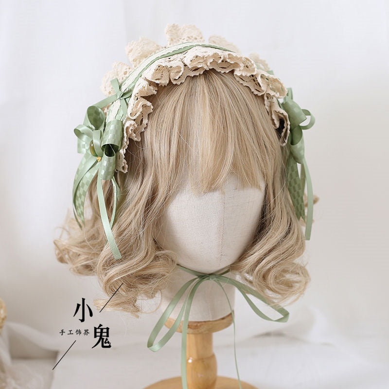 Original Wakakusa Color Lace Bow Hair Accessory Clip Bbd Lolita Hair Ornament Forest Style Girl Lolita Small Item