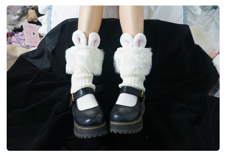 Original Cute Rabbit Ear Fluffy Socks Soft Girl Lolita Japanese JK Style Pom-Pom Bow Leg Warmers Elephant Socks