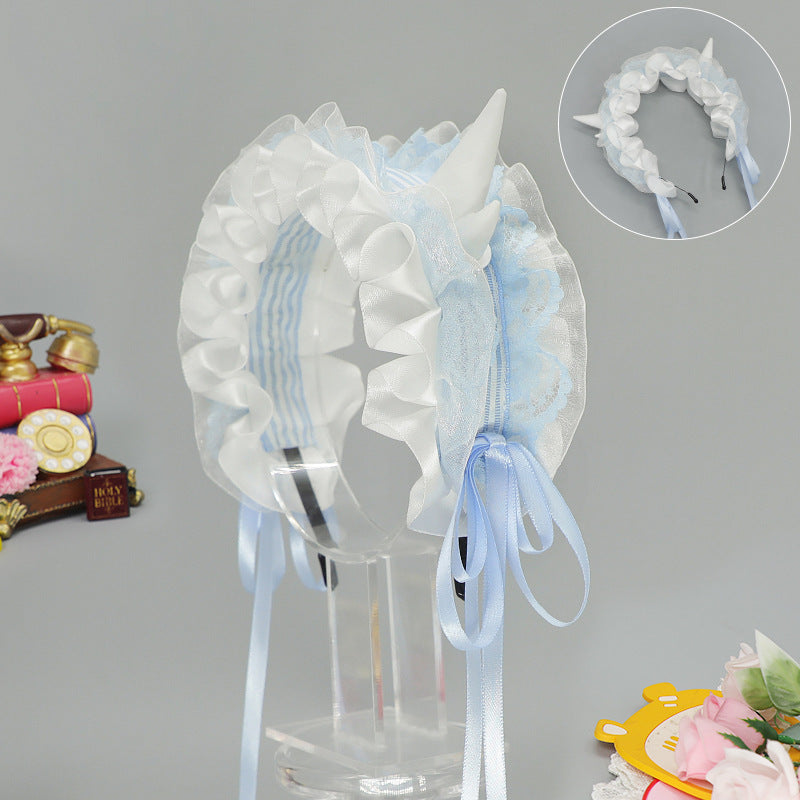 Subculture Gothic Style Demon Horn Headwear Y2K Lolita Dragon Horn Hair Accessory Yandere Dragon Horn Hairband
