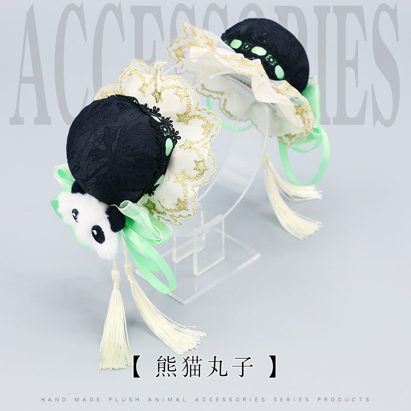 Lolita Ancient Style Hair Accessories Tassel Cute Girl Bun National Style Hair Clip Panda Bun Hair Clip Hair Ornament