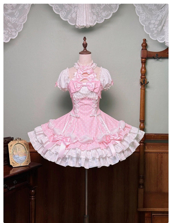Alice Girl - Old School Lolita Halter Neck OP - Dress, Polka Dot Accent OP Dress