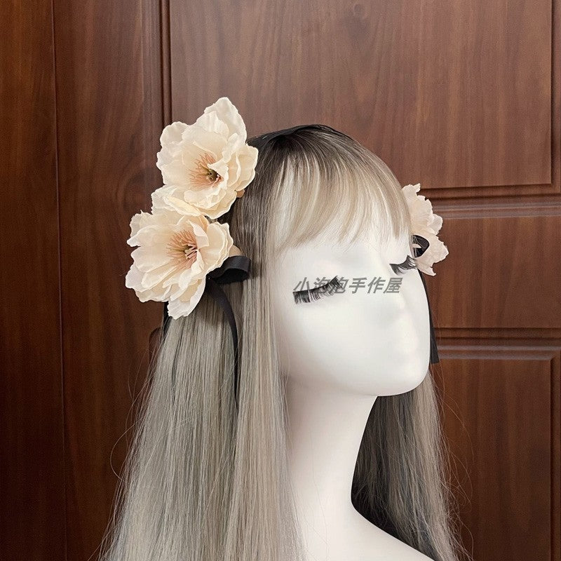 Soft Girl Lolita Lace Headband Bow KC Flower Hair Accessory Lo Girl Cosplay Versatile Sweet Hair Ornament