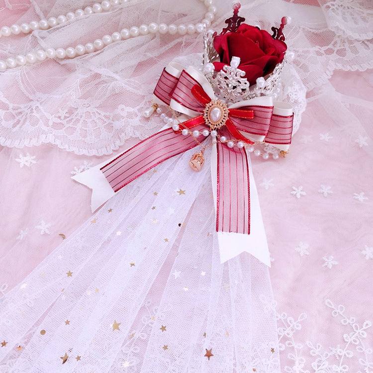 Original Lolita Crown Handmade Hair Accessory Gorgeous Hanamaru Shirayukihime Tea Party Lolita Hair Ornament Elegant Bridal